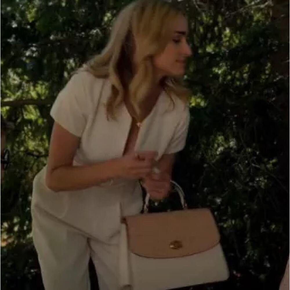 Coach Parker Top Handle 32 Bag Tan Cream Croc Embossed Ginny & Georgia Rare - Picture 16 of 16